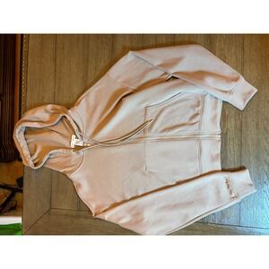 Better Together Womens XS Tan Modal Blend Cropped Zip Up Hoodie Sweatshirt